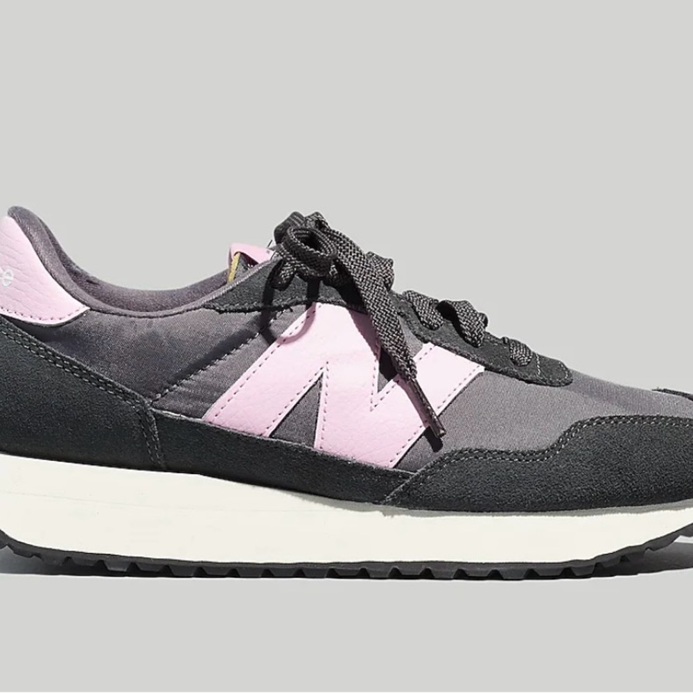 New Balance Black and Pink Retro Runner Sneakers - Picture 2 of 6